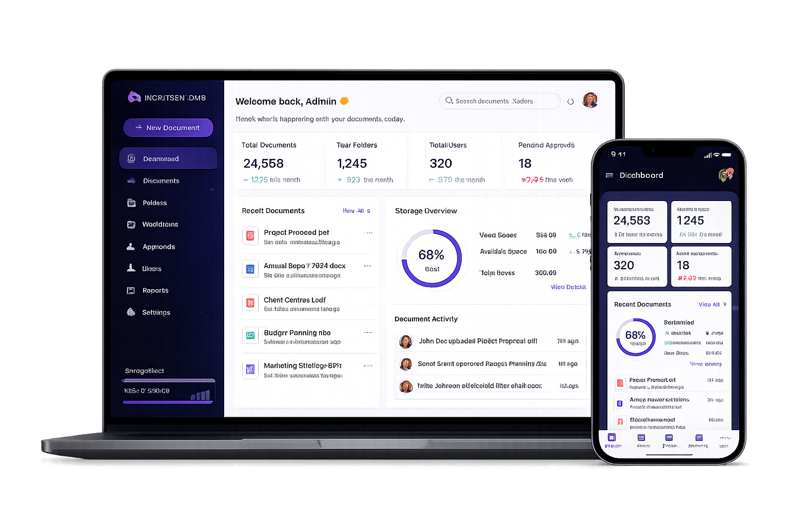 DMS Dashboard — Laptop & Mobile Mockup