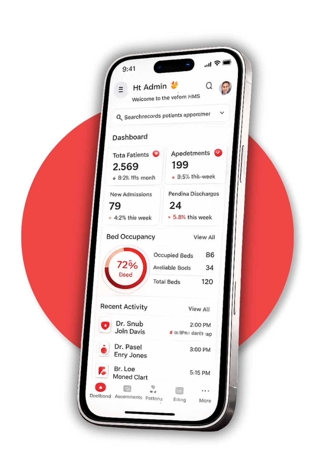 Hospital Management System Interface Mockup