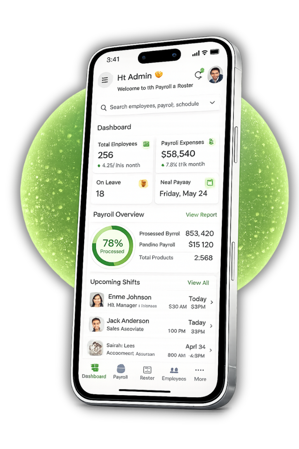 HR Payroll & Roster Interface Mockup