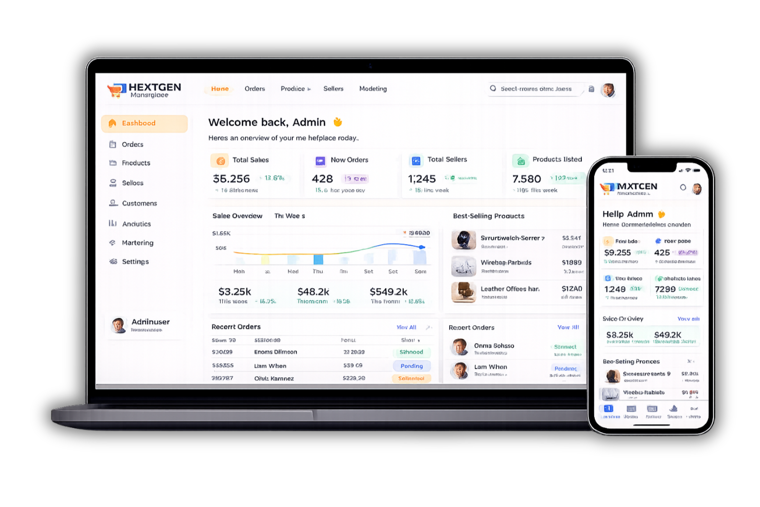DMS Dashboard — Laptop & Mobile Mockup