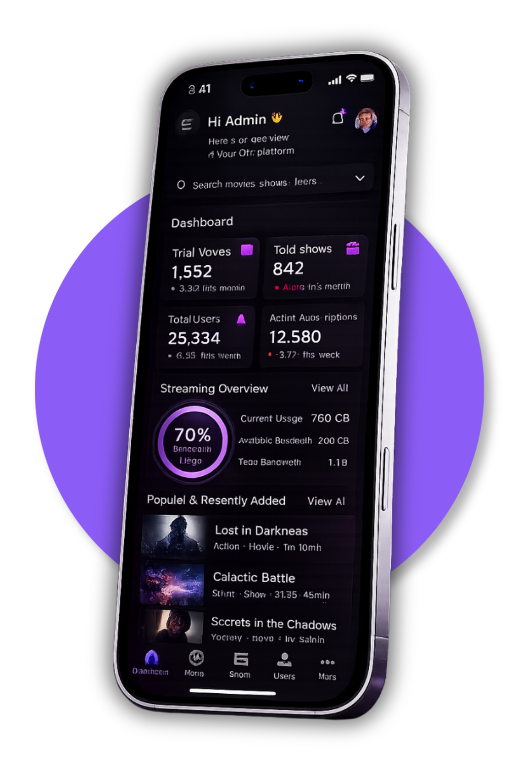OTT Platforms Interface Mockup